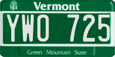 VT license plate YWO725