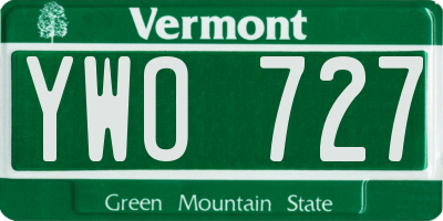 VT license plate YWO727