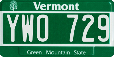 VT license plate YWO729