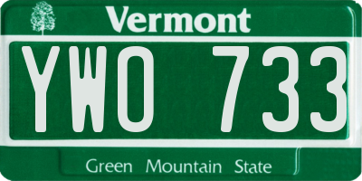 VT license plate YWO733