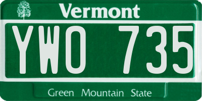 VT license plate YWO735