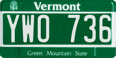 VT license plate YWO736