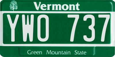 VT license plate YWO737