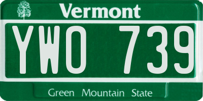 VT license plate YWO739