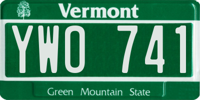 VT license plate YWO741