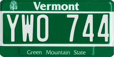 VT license plate YWO744
