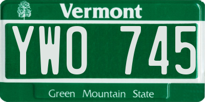 VT license plate YWO745