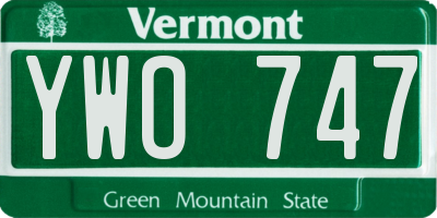 VT license plate YWO747