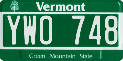 VT license plate YWO748