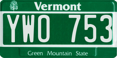 VT license plate YWO753