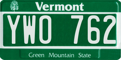 VT license plate YWO762