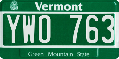 VT license plate YWO763