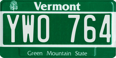 VT license plate YWO764