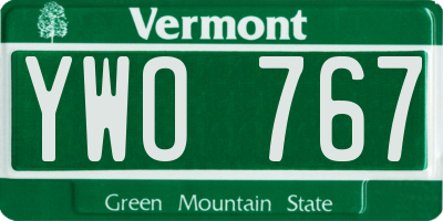 VT license plate YWO767