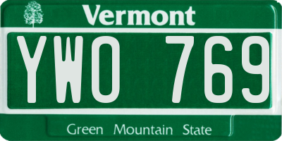VT license plate YWO769