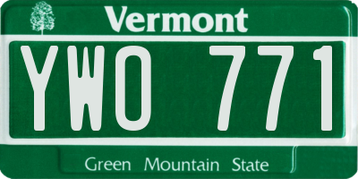 VT license plate YWO771