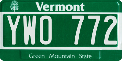 VT license plate YWO772