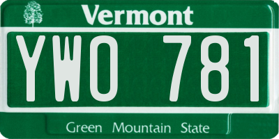 VT license plate YWO781