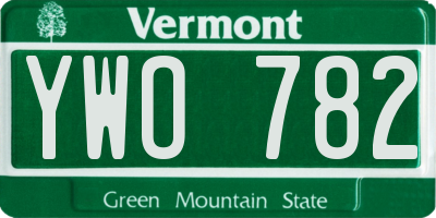 VT license plate YWO782