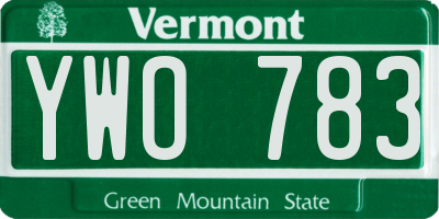 VT license plate YWO783