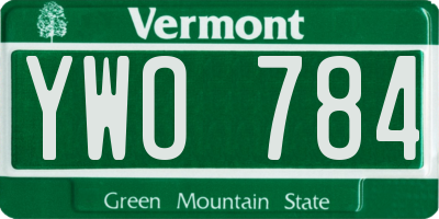 VT license plate YWO784