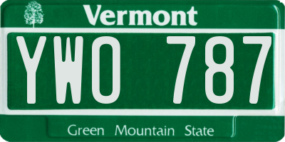 VT license plate YWO787