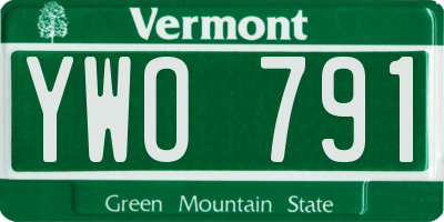 VT license plate YWO791