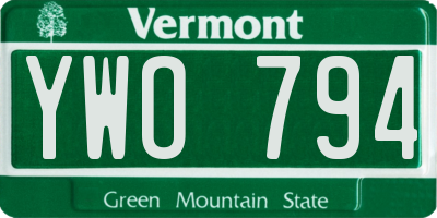 VT license plate YWO794