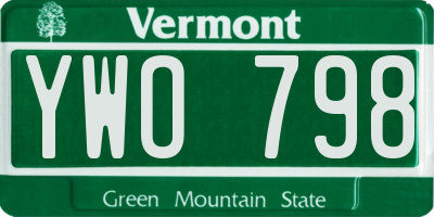 VT license plate YWO798