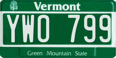 VT license plate YWO799