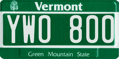 VT license plate YWO800