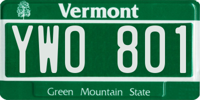 VT license plate YWO801