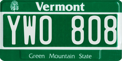 VT license plate YWO808