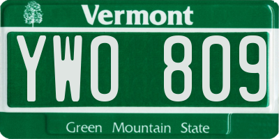 VT license plate YWO809