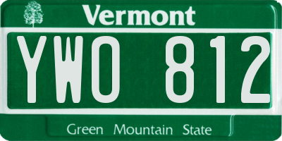 VT license plate YWO812
