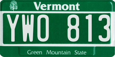VT license plate YWO813