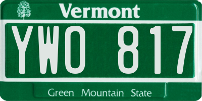 VT license plate YWO817