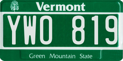 VT license plate YWO819