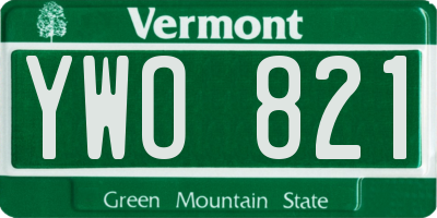 VT license plate YWO821