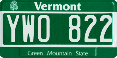 VT license plate YWO822