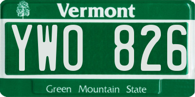 VT license plate YWO826