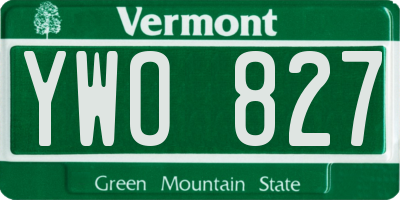 VT license plate YWO827