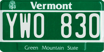 VT license plate YWO830