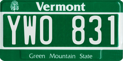 VT license plate YWO831