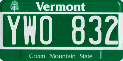 VT license plate YWO832