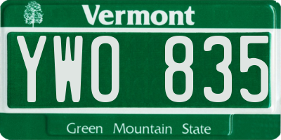 VT license plate YWO835