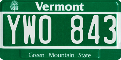 VT license plate YWO843