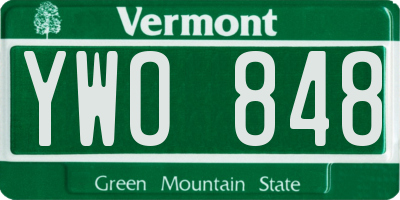 VT license plate YWO848