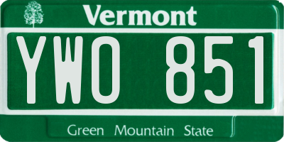VT license plate YWO851