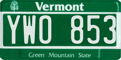VT license plate YWO853
